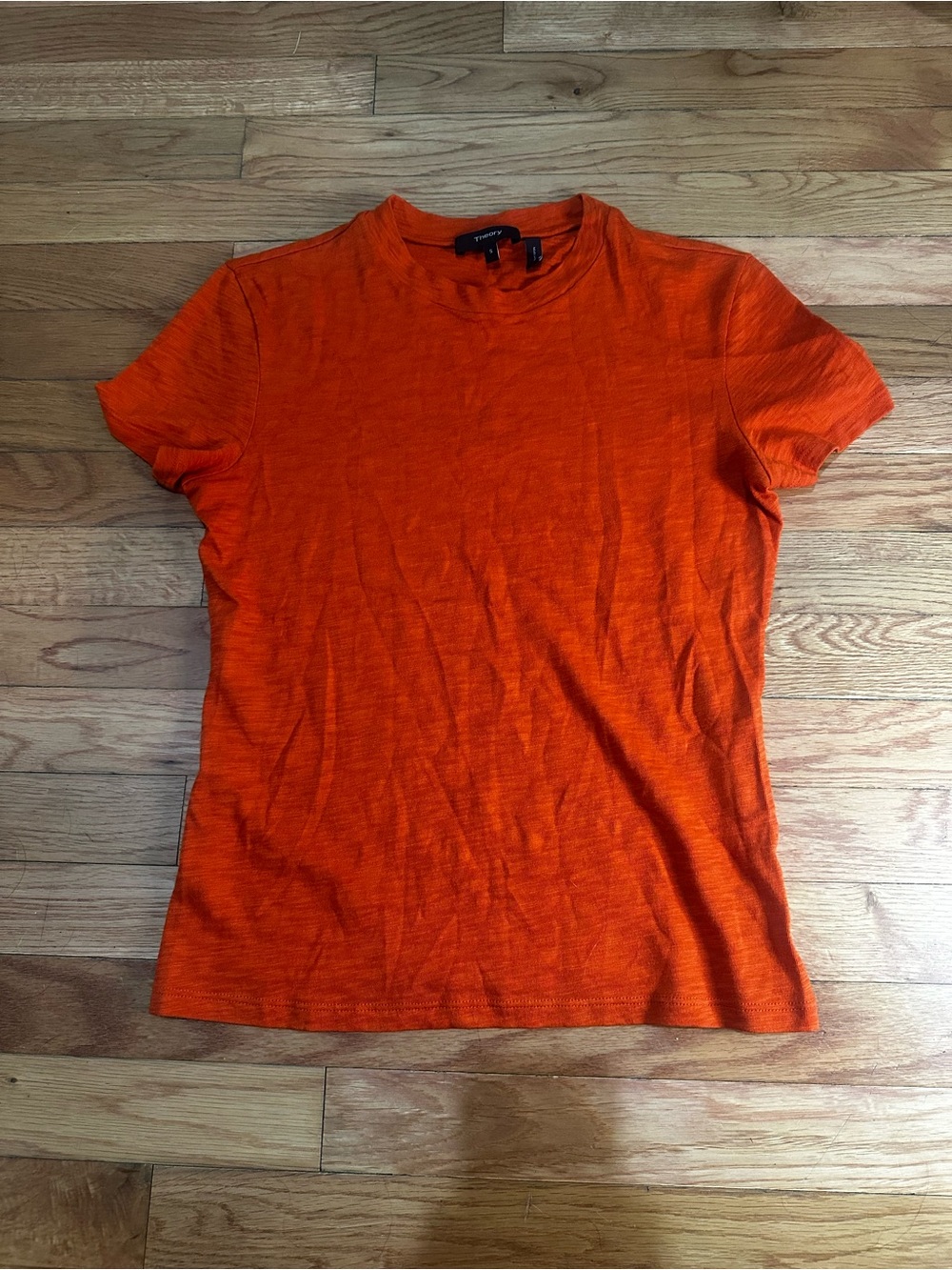 Theory Short Sleeve Crew Neck T Shirt Orange Small